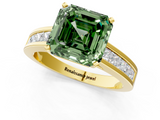 Yellow gold Fancy Green Asscher  Solitaire Diamond Ring with Channel-Set Band and Four-Prong Setting_21