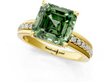 Yellow gold Fancy Green Asscher  Solitaire Diamond Ring with Channel Set Band and Six-Prong Setting_47
