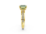 Yellow gold Fancy Green Asscher  Solitaire Diamond Ring with Channel Set Band and Six-Prong Setting_48