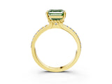Yellow gold Fancy Green Asscher  Solitaire Diamond Ring with Channel Set Band and Six-Prong Setting_49