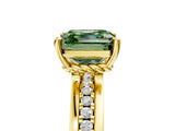 Yellow gold Fancy Green Asscher  Solitaire Diamond Ring with Channel Set Band and Six-Prong Setting_51