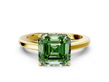 Yellow gold Fancy Green Asscher  Solitaire Diamond Ring with Four-Prong Setting and Classic Band_20