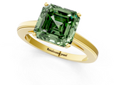 Yellow gold Fancy Green Asscher  Solitaire Diamond Ring with Four-Prong Setting and Classic Band_21