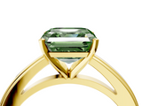Yellow gold Fancy Green Asscher  Solitaire Diamond Ring with Four-Prong Setting and Classic Band_24