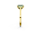 Yellow gold Fancy Green Asscher  Solitaire Diamond Ring with Four-Prong Setting and Tapered Band 3