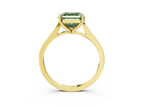 Yellow gold Fancy Green Asscher  Solitaire Diamond Ring with Four-Prong Setting and Tapered Band 4