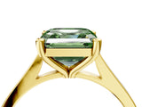 Yellow gold Fancy Green Asscher  Solitaire Diamond Ring with Four-Prong Setting and Tapered Band 5