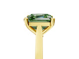 Yellow gold Fancy Green Asscher  Solitaire Diamond Ring with Four-Prong Setting and Tapered Band
