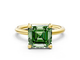 Yellow gold Fancy Green Asscher  Solitaire Diamond Ring with Four-Prong Setting on a Plain Band_20
