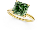 Yellow gold Fancy Green Asscher  Solitaire Diamond Ring with Four-Prong Setting on a Plain Band_21
