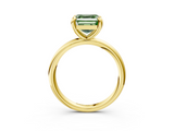 Yellow gold Fancy Green Asscher  Solitaire Diamond Ring with Four-Prong Setting on a Plain Band_23