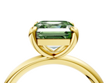 Yellow gold Fancy Green Asscher  Solitaire Diamond Ring with Four-Prong Setting on a Plain Band_24