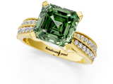 Yellow gold Fancy Green Asscher  Solitaire Diamond Ring with Milgrain Pavé Band and Four-Prong Setting_55
