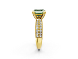 Yellow gold Fancy Green Asscher  Solitaire Diamond Ring with Milgrain Pavé Band and Four-Prong Setting_56
