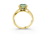 Yellow gold Fancy Green Asscher  Solitaire Diamond Ring with Milgrain Pavé Band and Four-Prong Setting_57