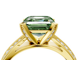 Yellow gold Fancy Green Asscher  Solitaire Diamond Ring with Milgrain Pavé Band and Four-Prong Setting_58