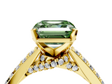 Yellow gold Fancy Green Asscher  Solitaire Diamond Ring with Pavé Band and Four-Prong Setting_4