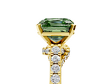 Yellow gold Fancy Green Asscher  Solitaire Diamond Ring with Pavé Band and Four-Prong Setting_5