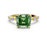 Yellow gold Fancy Green Asscher  Solitaire Diamond Ring with Pave Band and Four-Prong Setting_17