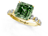 Yellow gold Fancy Green Asscher  Solitaire Diamond Ring with Pave Band and Four-Prong Setting_18