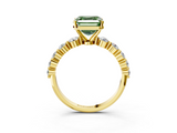 Yellow gold Fancy Green Asscher  Solitaire Diamond Ring with Pave Band and Four-Prong Setting_20