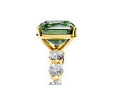 Yellow gold Fancy Green Asscher  Solitaire Diamond Ring with Pave Band and Four-Prong Setting_22