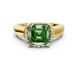 Yellow gold Fancy Green Asscher  Solitaire Diamond Ring with Pave Band and Six-Prong Setting_29