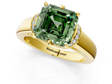Yellow gold Fancy Green Asscher  Solitaire Diamond Ring with Pave Band and Six-Prong Setting_30