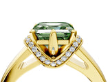 Yellow gold Fancy Green Asscher  Solitaire Diamond Ring with Pave Band and Six-Prong Setting_33