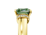 Yellow gold Fancy Green Asscher  Solitaire Diamond Ring with Pave Band and Six-Prong Setting_34