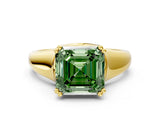 Yellow gold Fancy Green Asscher  Solitaire Diamond Ring with Six-Prong Cathedral Setting_32