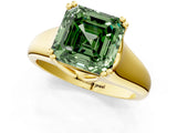 Yellow gold Fancy Green Asscher  Solitaire Diamond Ring with Six-Prong Cathedral Setting_33