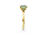 Yellow gold Fancy Green Asscher  Solitaire Diamond Ring with Six-Prong Setting on a Classic Band 2