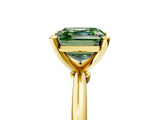 Yellow gold Fancy Green Asscher  Solitaire Diamond Ring with Six-Prong Setting on a Classic Band 5