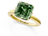 Yellow gold Fancy Green Asscher  Solitaire Diamond Ring with Six-Prong Setting on a Classic Band_1