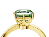 Yellow gold Fancy Green Asscher  Solitaire Diamond Ring with Six-Prong Setting on a Classic Band_4