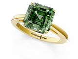 Yellow gold Fancy Green Asscher  Solitaire Diamond Ring with Split Shank and Four-Prong Setting_1