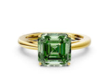 Yellow gold Fancy Green Asscher  Solitaire Diamond Ring with Split Shank and Four-Prong Setting_12