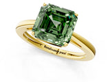 Yellow gold Fancy Green Asscher  Solitaire Diamond Ring with Split Shank and Four-Prong Setting_13