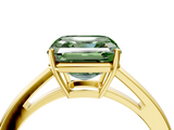 Yellow gold Fancy Green Asscher  Solitaire Diamond Ring with Split Shank and Four-Prong Setting_4