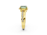 Yellow gold Fancy Green Asscher  Solitaire Diamond Ring with Split Shank and Prong Setting_2