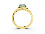 Yellow gold Fancy Green Asscher  Solitaire Diamond Ring with Split Shank and Prong Setting_3
