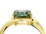 Yellow gold Fancy Green Asscher  Solitaire Diamond Ring with Split Shank and Prong Setting_4