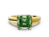 Yellow gold Fancy Green Asscher  Solitaire Diamond Ring with Tapered Band and Four-Prong Setting_29