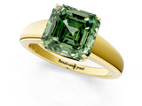 Yellow gold Fancy Green Asscher  Solitaire Diamond Ring with Tapered Band and Four-Prong Setting_30