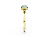 Yellow gold Fancy Green Asscher  Solitaire Diamond Ring with Thin Band and Four-Prong Setting_2