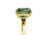 Yellow gold Fancy Green Asscher  Solitaire Diamond Ring with Thin Band and Four-Prong Setting_5