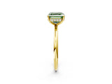 Yellow gold Fancy Green Asscher  Solitaire Diamond Ring with a Classic Band and Four-Prong Setting 3