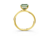 Yellow gold Fancy Green Asscher  Solitaire Diamond Ring with a Classic Band and Four-Prong Setting 4