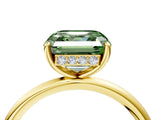 Yellow gold Fancy Green Asscher  Solitaire Diamond Ring with a Classic Band and Four-Prong Setting 5